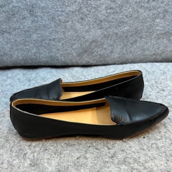 J.Crew Leather Pointed Toe Loafer Flats Black Minimalist Shoes Women's Size 7.5 - Picture 7 of 9
